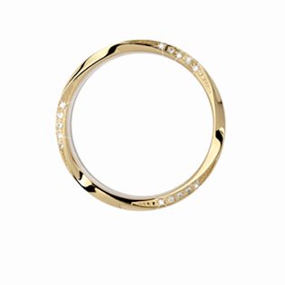 Schöner vergoldeter Wave Top Ring mit 15 weißen Saphiren, TCG32wave-15